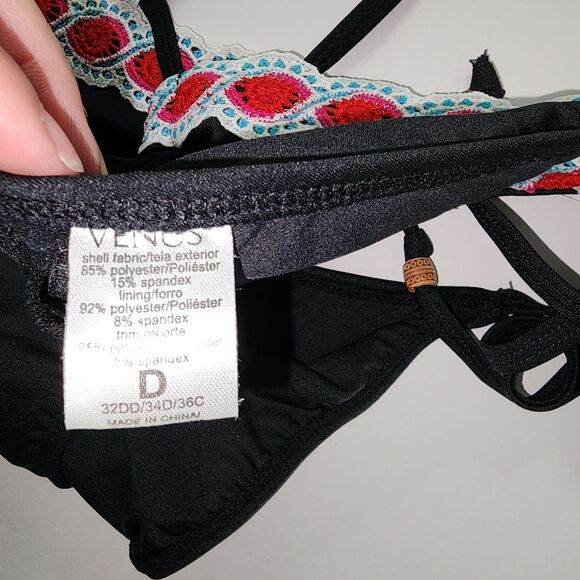 Venus Black Embroidered Triangle Bikini Set - Picture 9 of 9